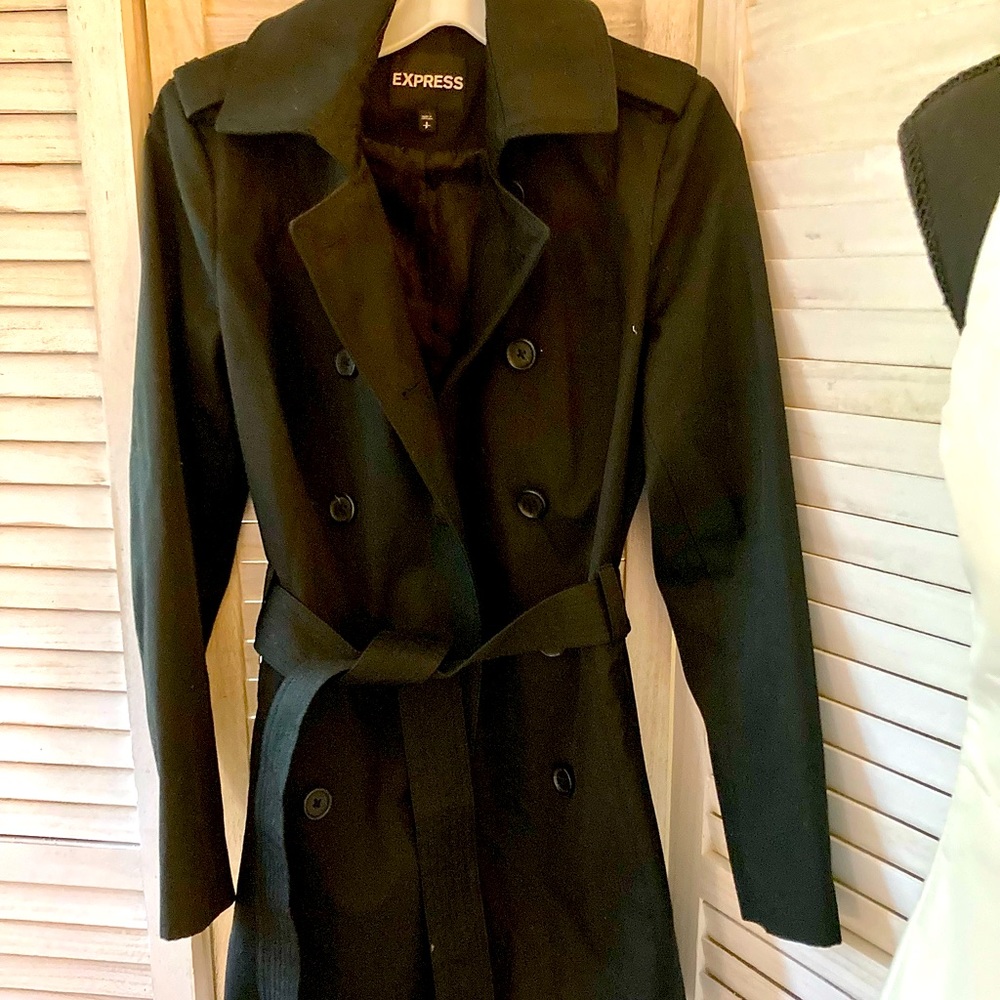 Express Classic Black Pitch Black Trench Jacket